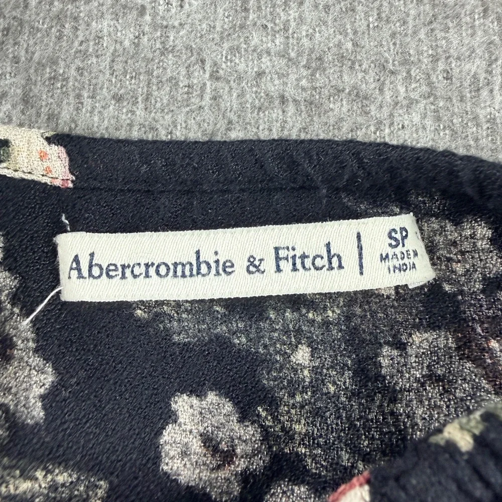 Abercrombie & Fitch Black Floral Maxi Dress Womens S Petite Side Slit Sleeveless